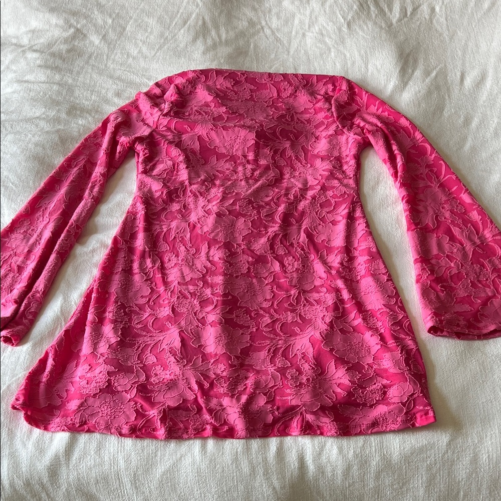 Pink Floral Long Sleeve Open Back ASOS Mini Dress